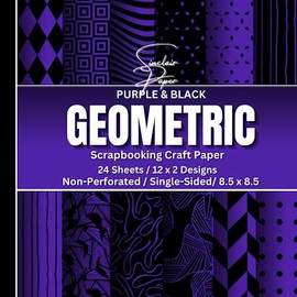 GEOMETRIC SCRAPBOOKING CRAFT PAPER - PURPLE & BLACK: Multi-Purpose Craft Paper/8.5x8.5/ 24 Non-Perforated Sheets/ 12 x 2 Single-Sided Designs/ ... PURPLE & BLACK GEOMETRIC Shapes Theme