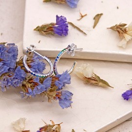 Tuscany Silver Women's Sterling Silver Multi-Coloured CZ Stud Earrings