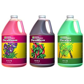 General Hydroponics Flora Grow, Bloom, Micro Combo Fertilizer, 1 gallon each, Pack of 3