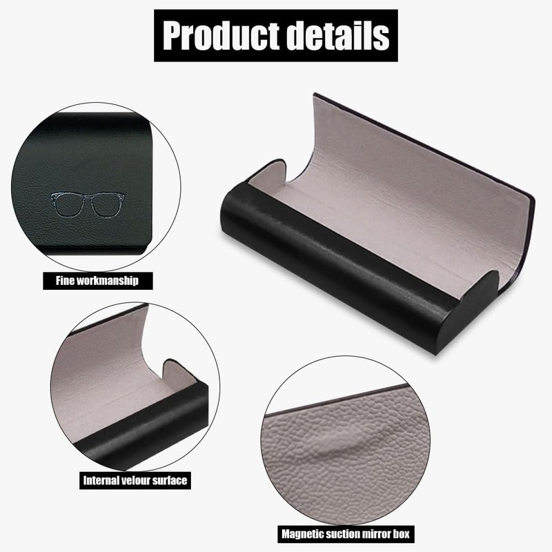 AZWOOD Hard Shell Glasses Case, Portable Eyeglass Case, Unisex PU