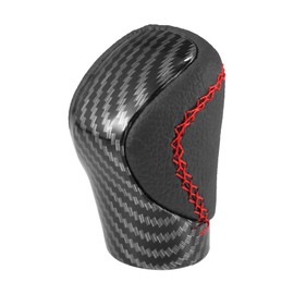 X AUTOHAUX Automatic Transmission Gear Shift Knob for Lexus ES300h 2016-2018 Carbon Fiber Pattern Black Faux Leather with Red Thread