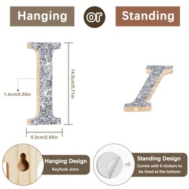 Utuichuo 5.7 Inch Marquee Letters Wall Decor, Diamond Monogram Wooden Alphabet Signs, Living Room Bedroom Office Home Decor Wall Art, Initial Decorations Gifts for Wedding Birthday Party (I)