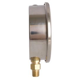 4" Oil Filled Vacuum Pressure Gauge - Stainless Steel Case, Brass, 1/4" NPT, Lower Mount Connection, 30HG/30PSI
