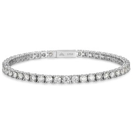 3mm Moissanite Tennis Bracelet, 5 CTW Moissanite Diamond 925 Sterling Silver Tennis Bracelet for Women and Men, Stackable Eternity Bracelet with Secure Clasp, Lab Created Diamond Alternative, 7.25"