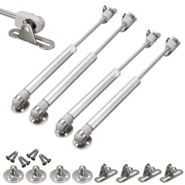 Euro Tische 2 x or 4 x gas spring gas lift for flaps - furniture gas pressure damper for doors and cabinets with 100 Nm (10 kg compression force) (silver, set of 4)