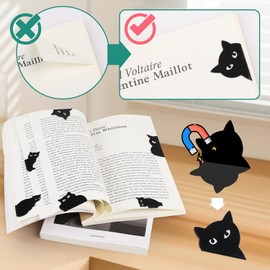 GeeRic Marcadores magnéticos, 6 Pcs Marcapáginas Magnético de Gato Curioso para Estudiantes, Profesores, Escuela, hogar, Suministros de lectura Amante