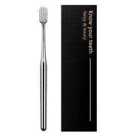 Z-VAPRESS Luxury Silver Manual Toothbrush Soft Bristles Better Gift Elegant Electroplated Design Perfect for Home, Hospitality or Travel Toothbrushes for Sensitive Teeth