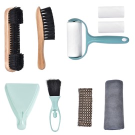 Pool Table & Rail Brush, Billiard Pool Table Felt Cleaner Accessories with Wooden Pool Table Brushes, Cue Cleaning Cloth, Sticky Lint Roller, Clean Dustpan for Pool Table Cleaning