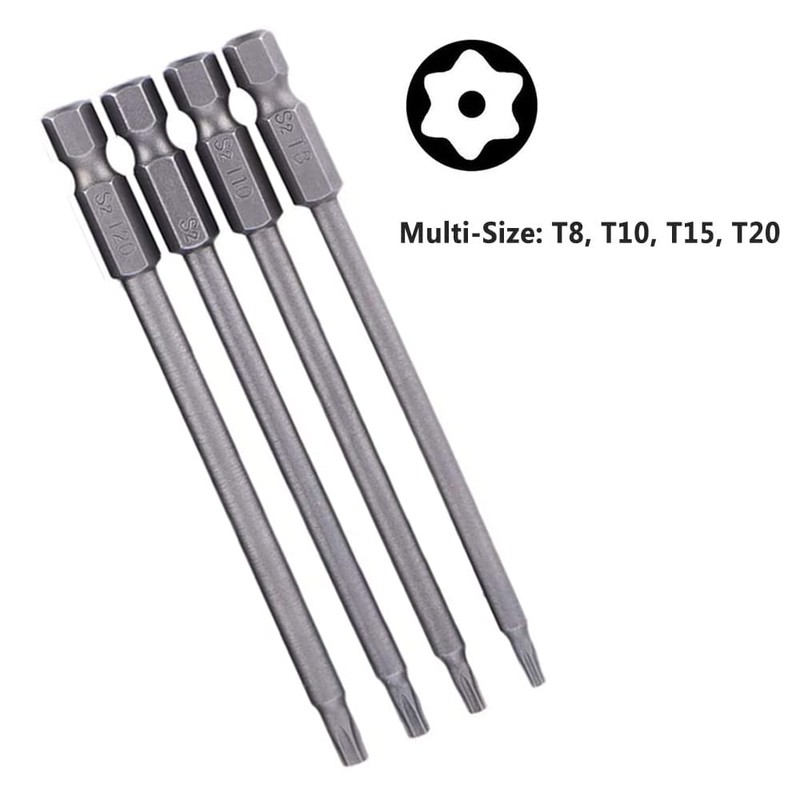 Eyech 16pcs Long Screwdriver Bits Set Cross+Slotted+Torx+Hex Head Screwdriver Bits