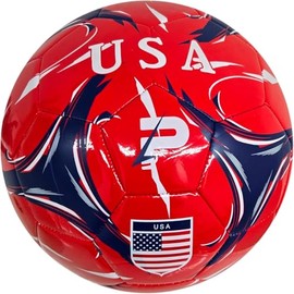 PLAYPRO Country Training Soccer Ball - Elite Edition - for All Ages - Size 2, 3, 4 and 5 (USA - RED, 3)