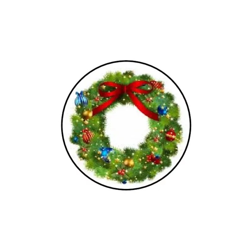 handmade 48 CHRISTMAS WREATH 2 ENVELOPE SEALS LABELS STICKERS 1.2"