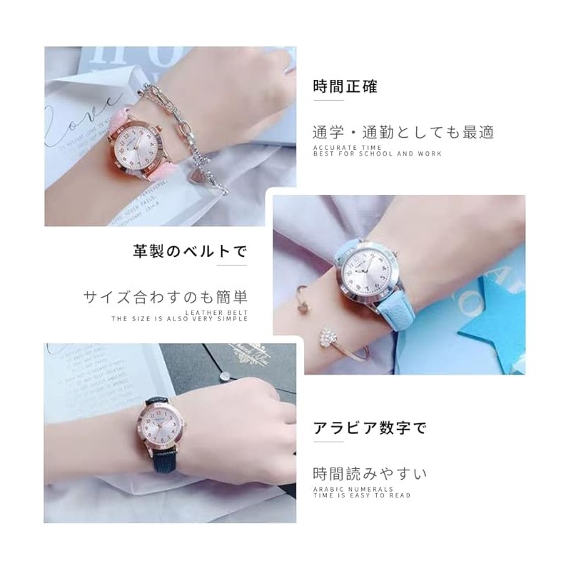 Girls Quartz Cute Casual Watch with Round Face, Diameter 28mm