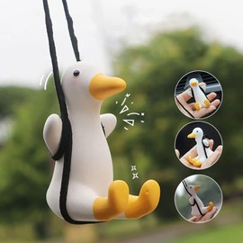 ALIMART Swing Duck Mirror Hanging Car Interior Accessories,Cute Stuff Car Decorations Gifts Car Mirror Hanging Accessories (Duck)