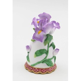 Cosmos Gifts Fine Elegant Porcelain Iris Flowers Bell Figurine, 4-1/2" H