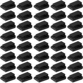 Clips Autoadhesivos para Organización de Cables, 40 Piezas, Negro, Plástico, 12x9.2mm y 14x19mm, para Cables de Auto, GPS, y Datos