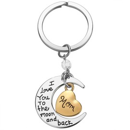 Mom Christmas Mother’s Day Birthday Gifts from Daughter Son, I Love You to the Moon and Back Mother Keychain