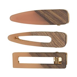 Rosemarie & Jubalee Women's Set Of 3 Fabulous Fun Wood And Lucite Alligator Hair Clips (Peach)