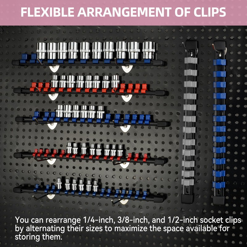 Reniteco Socket Organizer Drive ABS Tools - Grey Socket Holder,