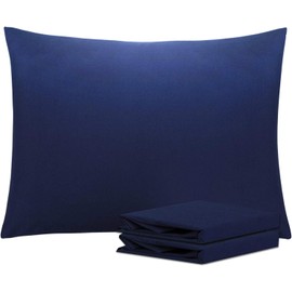 HEMUHOME Euro Shams Pillow Covers 20x26 2 Pack No Insert 600 Thread Count 100% Egyptian Cotton Square Throw Pillowcovers Smooth Feel Pillow Sham for Bedroom, Hotel, Home Decor Cushion Cover Navy Blue