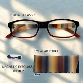 MIYUI JAPAN Handmade Natural Bamboo temples Rectangular Women Reading Glasses Men Lightweight Blue Light Blocking travel Readers 1.5