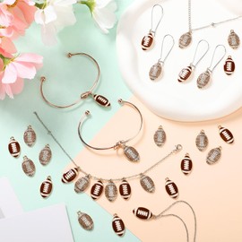 Trnayi 30 Pcs Homecoming Charms Football Charms for Jewelry Making Rhinestone Homecoming Sports Football Pendant for Necklace Earrings Bracelet DIY Crafts