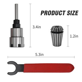 SYOWADA 1/4 Inch Shank to 1/2 Inch Shank Router Bit Extension Collet Adapter with ER20 Spring Collet and ER20 M-Type Collet Nut Wrench, for converting 1/2 inch and 1/4 inch shank router bits