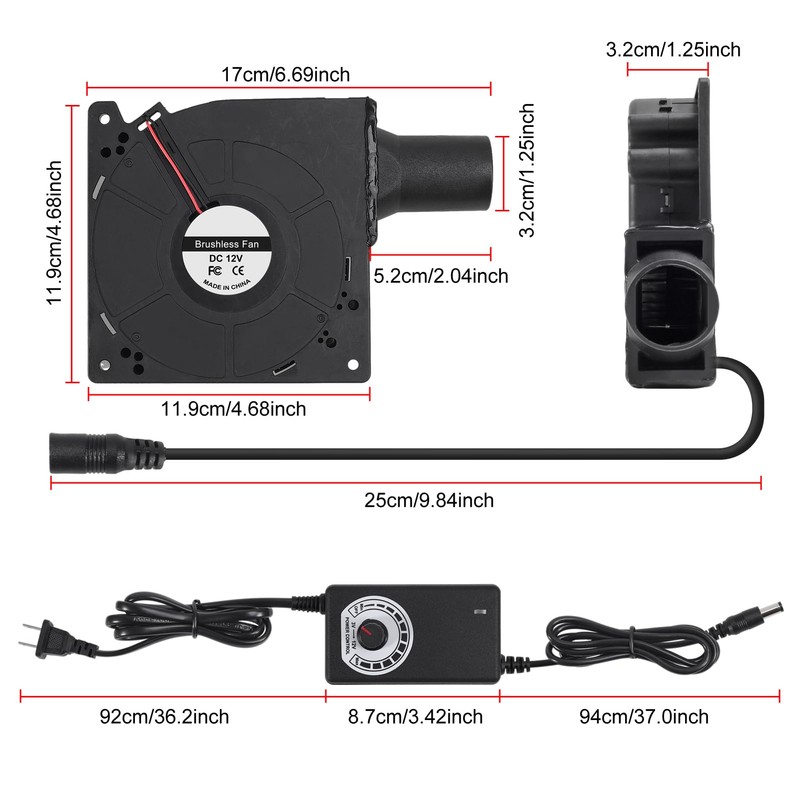 120mm 12V BBQ Blower Fan ,120mm x 32mm Dual Ball