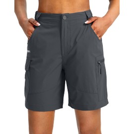 Viodia - Pantalones cortos tipo cargo para mujer, de 7 pulgadas, con bolsillos, secado rápido, ligeros, para golf, casual, verano, Gris acero, XX-Large