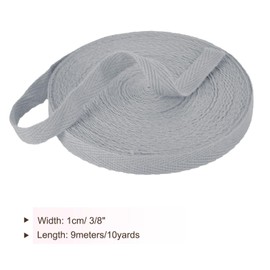 PATIKIL Cotton Twill Tape 10mm(3/8 Inch) 10 Yards Cotton Ribbon Bias Binding Tapes Herringbone Webbing Trim for Sewing Gift Wrapping Craft DIY Silver Grey - 9m