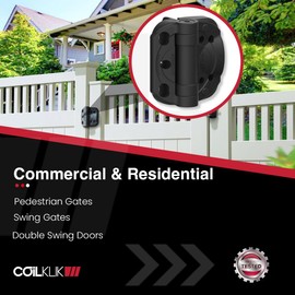 Safetech Hardware CoilKlik Self-Closing Gate Hinges | Self-Aligning Heavy Duty Spring Hinges | Adjustable Tension | Pool Safety Hinge | Square Post, Vinyl/PVC, & Wood | Swing Close 185lb SHC135-White