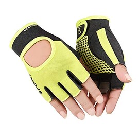 Biking Gloves Kids Boys Girls Cycling Exercise Gloves Half Finger Fingerless Gloves Child Motor Bike Riding Anti-Slip Weight Lifting Bike Workout Climbing Bicycle Gloves Gym Skate Gloves (Yellow)