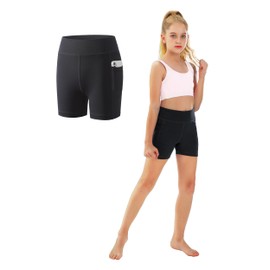 MIVEI - Pantalones cortos de licra para voleibol de 4 pulgadas, 5 pulgadas, para niños, motociclista, danza, yoga, atletismo, entrenamiento, gimnasia, pantalones cortos de compresión, 1 negro (4