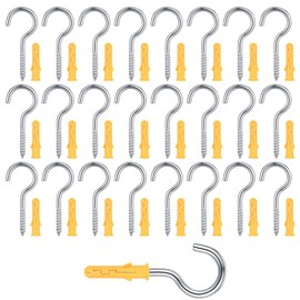 Cents matter 25 Pcs Ceiling Cup Hooks, 304 Stainless Steel Screw Eyes Hooks, Metal Ring Eyelets self-Tapping Hanging Screws, Heavy Duty Eye Bolts Screws for Home, Office, Outdoor - 3.5mm