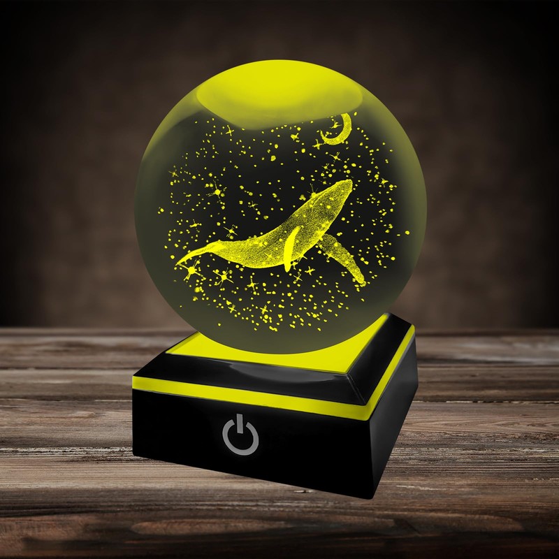 ALEENFOON 3D Whale Crystal Ball with LED Colourful Night Light
