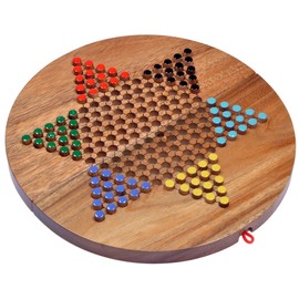 Halma Size XL Star Halma/Chinese Checkers – Strategy Wooden Game – Party Game with Round Folding Game Board