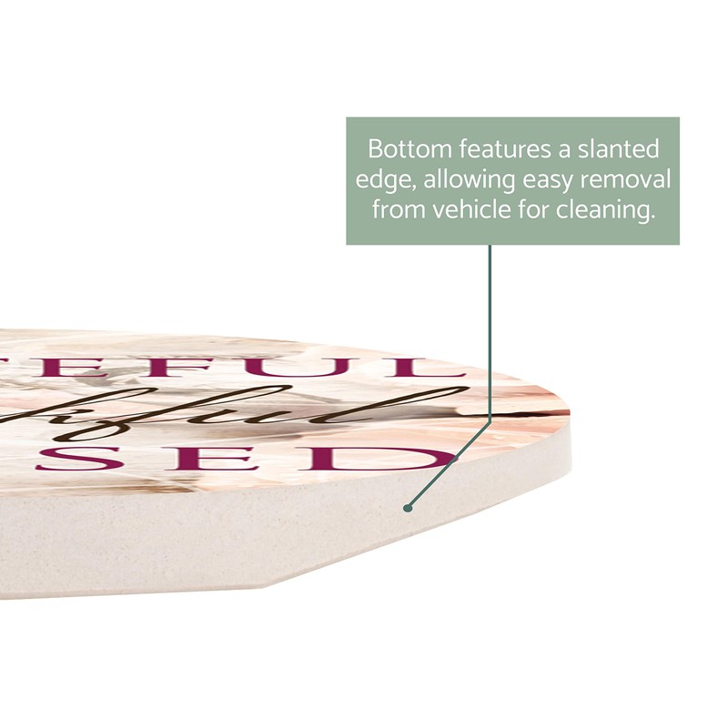 Grateful Thankful Blessed Pink Floral 2.75 x 2.75 Ceramic Car