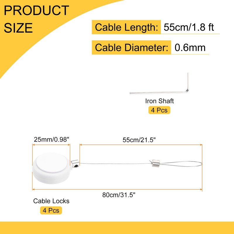 sourcing map 1.8 ft Retractable Cable Lock with Latch Remote