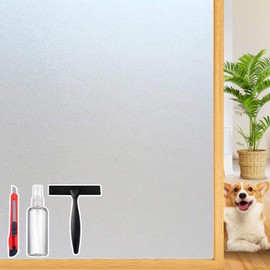 Frosted Glass Window Privacy Film Decorative with Tools, 2 Way Frosting Privacy Film for Glass, Static Cling Window Tint for Home Anti-UV, Covering Clings 47.2" by 78.74"