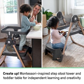 Ingenuity Proper Positioner Create Up! Multi-Mode Folding High Chair - Covertible Activity Desk and Tower - 9 Modes of Use - Storage Pockets - Wesley - OM - 5Y