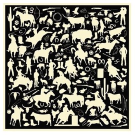 Wyoming Traders Unisex Adult Cowboy Silhouette Black Regular Lightweight Breathable Jacquard Silk Scarf, 34.5"