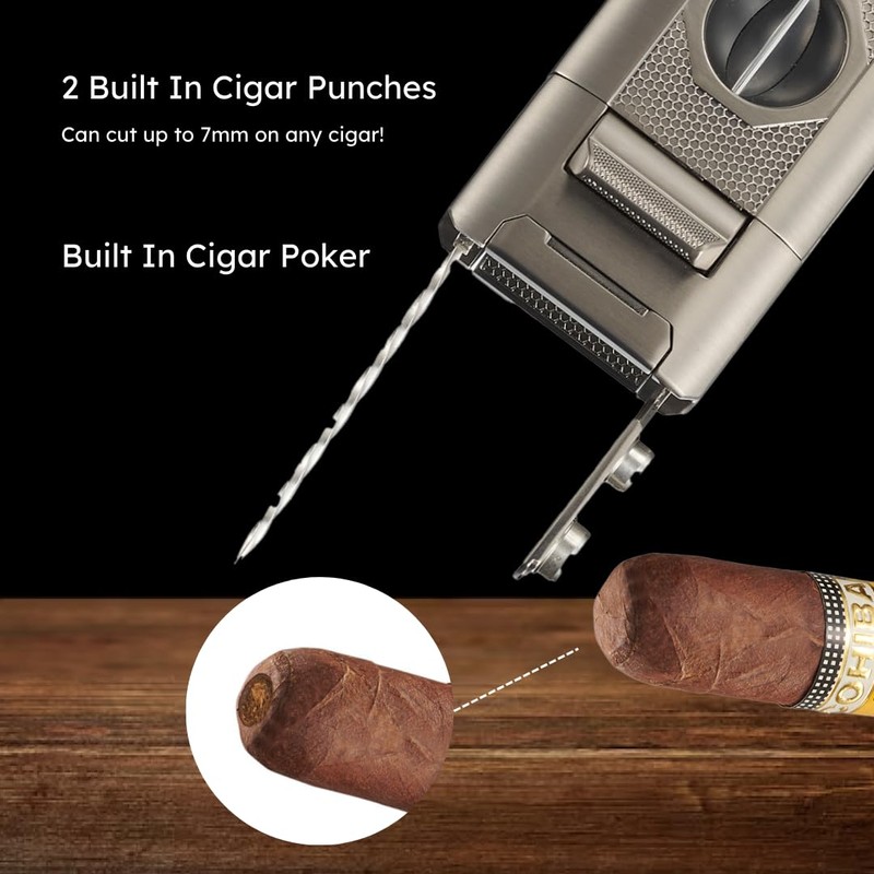 Visol Joplin Quad Torch Multi-Tool Table Lighter, Built in Guillotine