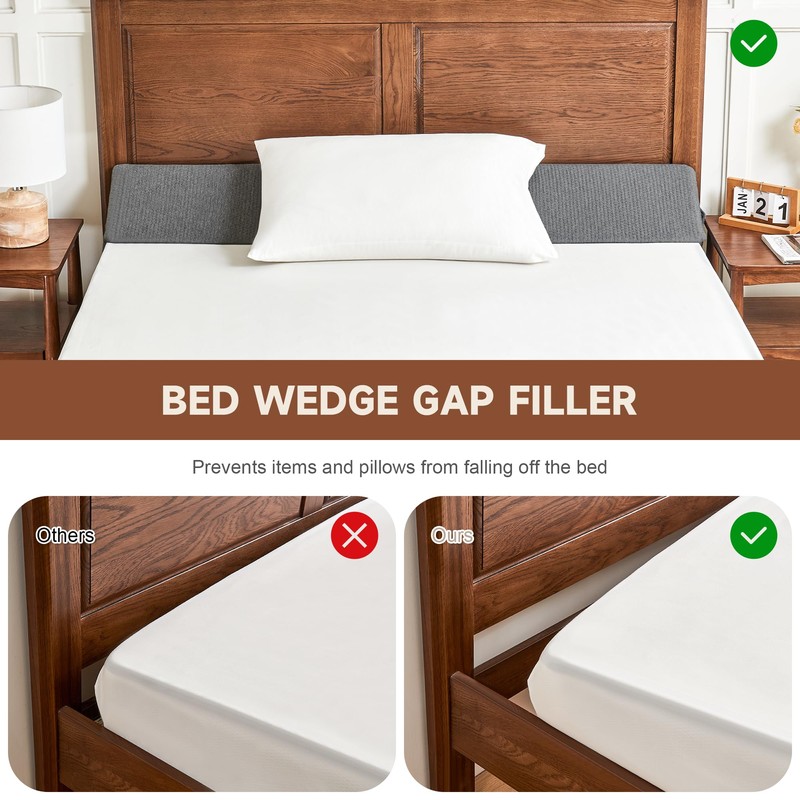 IFNOW Queen Size(60"x6"x10") Bed Wedge Pillow for Headboard, Mattress Gap