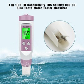 Areyourshop 7 in 1 PH Meter Blue Tooth, EC Conductivity TDS Salt Content ORP SG, Meter Tester Measure, High Accuracy, PH Meter Water Aquarium and Drinking Water Conductivity Meter PH Tester Pool