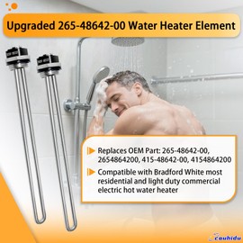Upgraded 265-48642-00 Water Heater Element, Compatible with Bradford White Most Residential and Light Duty Commercial Electric Hot Water Heater, 1 Pack 208V 3500W and 1 Pack 240V 4500W with Gasket