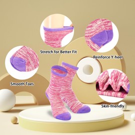 TRAMLE Girls Socks 6 Pairs,calf stockings crew socks for girls toddler kid 3-5 years old mid calf socks