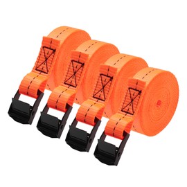Hihaha Ratchet Tie Down Straps/Heavy Duty Tensioning Belts Motorcycle Trailer Trucks Cargo/Adjustable 250kg 1"x 15' / 4 Pcs Orange