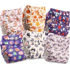 Littles and Bloomz Reusable Nappy, Standard Popper, 6 Nappies, FLP2-0602