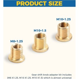 NoBrand 3PCS Shift Knob Adapter, Car Accessories Shift Knob Thread Adapter, M8*1.25, M10