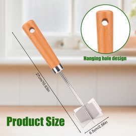 Stainless Steel Meat Chopper with Wooden Handle, 6-Blade Metal Ground Beef Masher Tool Heat Resistant Hamburger Smasher Multi-Use Kitchen Utensil for Vegetables Fruits Potatoes and More