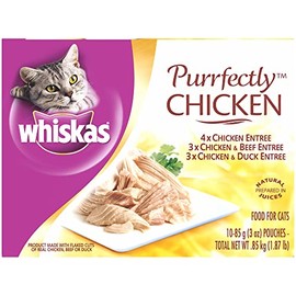Whiskas Purrfectly Chicken Variety Pack Wet Cat Food 3 Ounces, Pack of 4 (10 Count each)